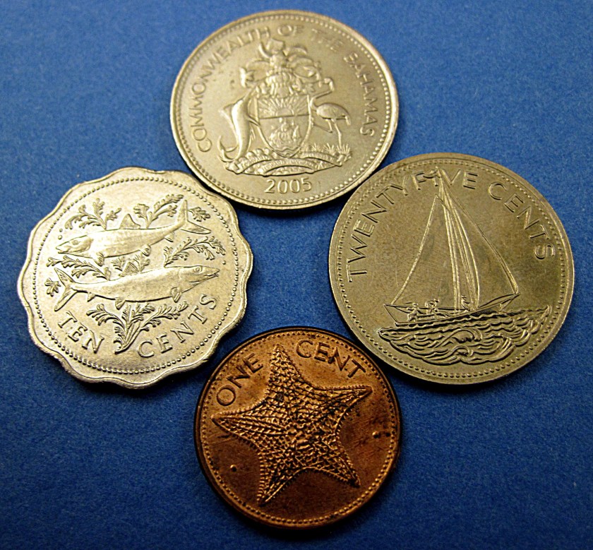Bahamian nautical coin art.
