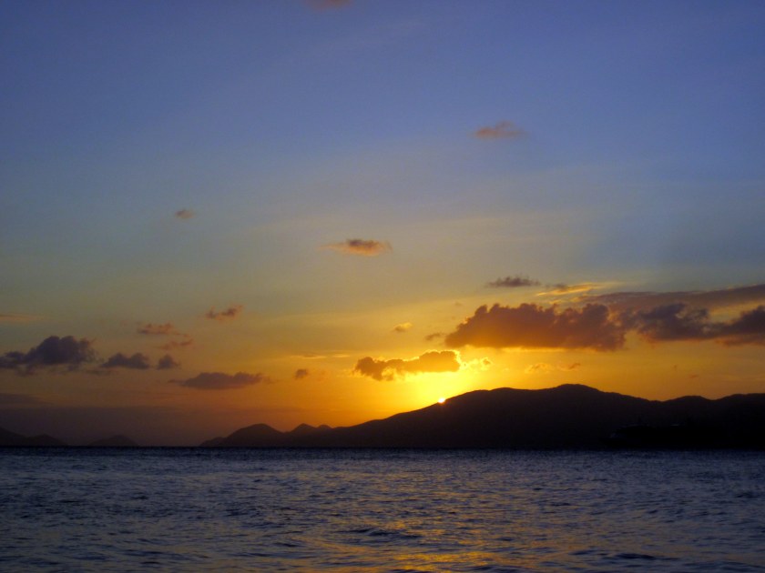 Sunset behind Tortola - viewed from Cooper Island